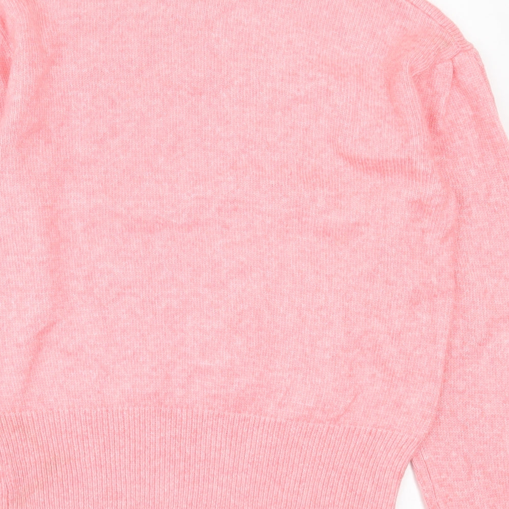 Marks and Spencer Womens Pink High Neck Acrylic Pullover Jumper Size S