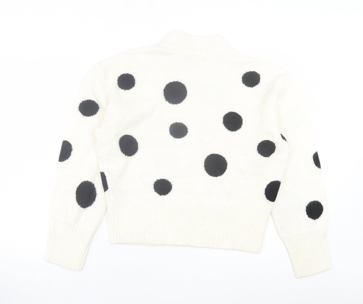Marks and Spencer Womens Ivory Round Neck Polka Dot Acrylic Pullover Jumper Size M