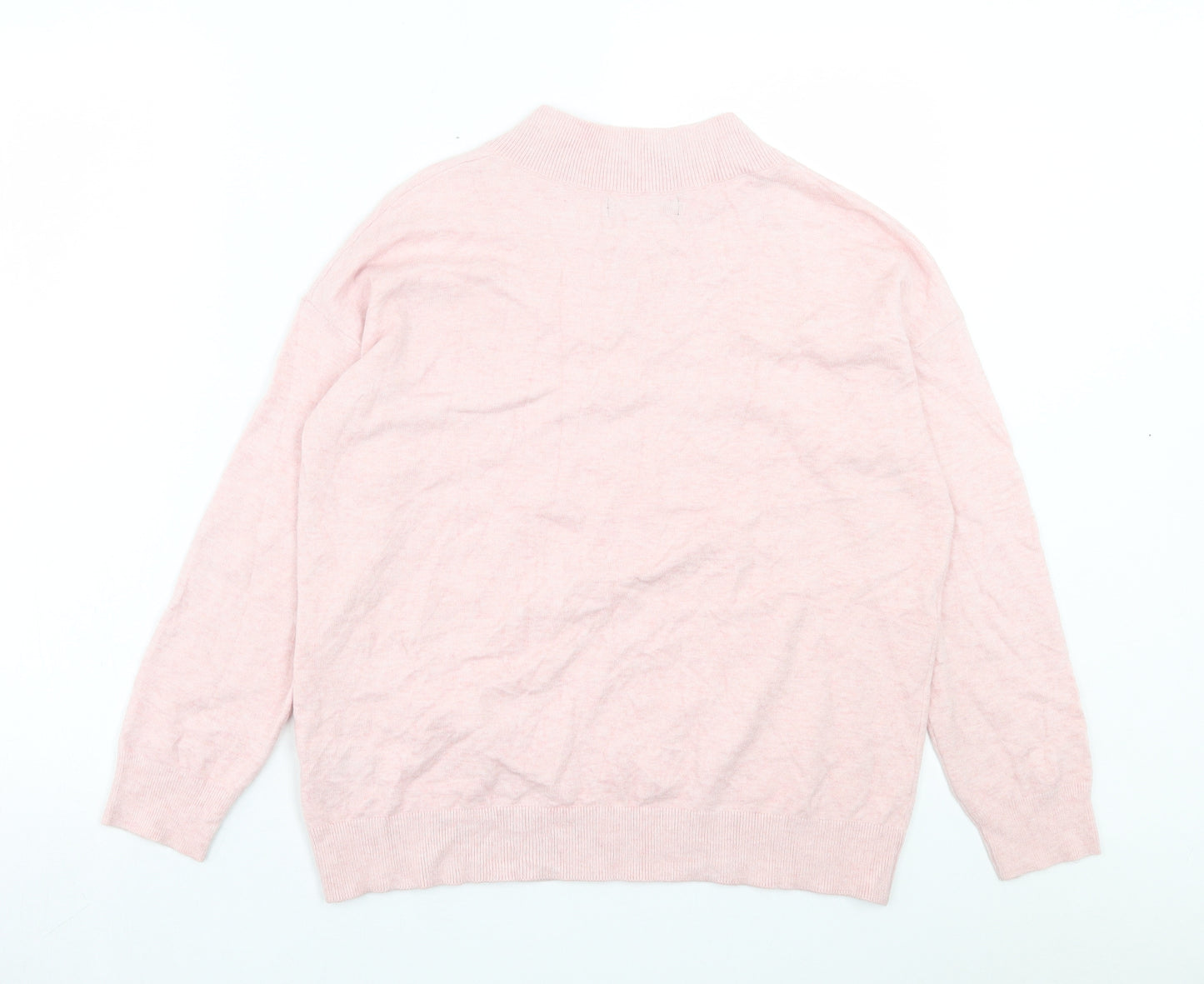 Marks and Spencer Womens Pink V-Neck Viscose Pullover Jumper Size S