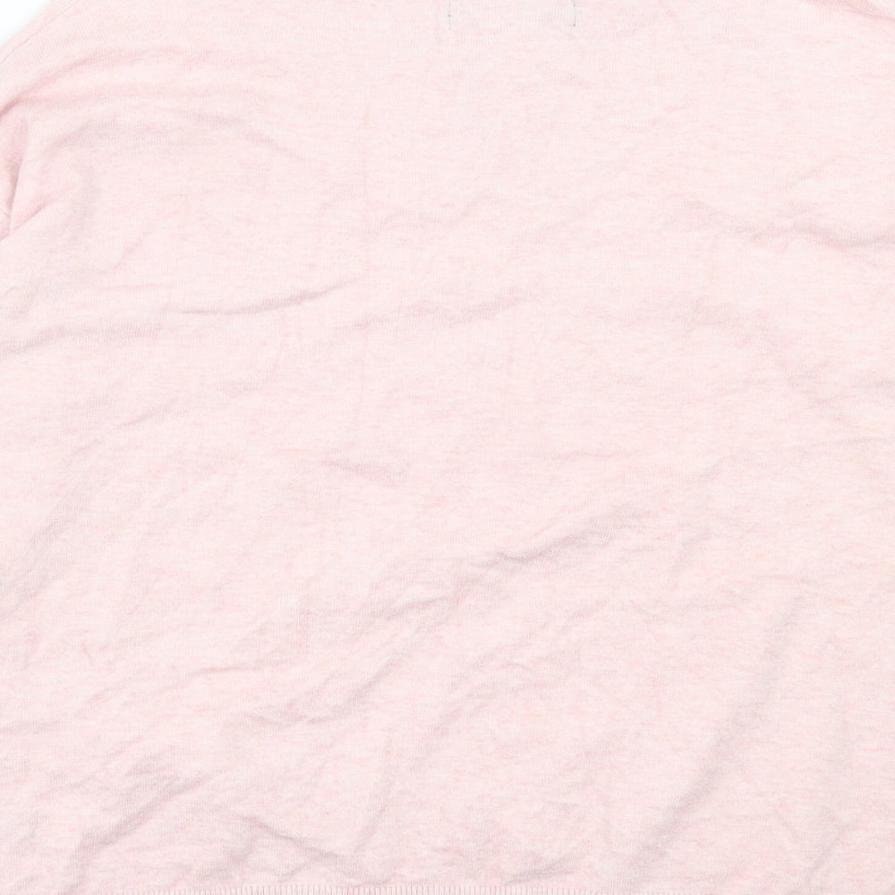 Marks and Spencer Womens Pink V-Neck Viscose Pullover Jumper Size S