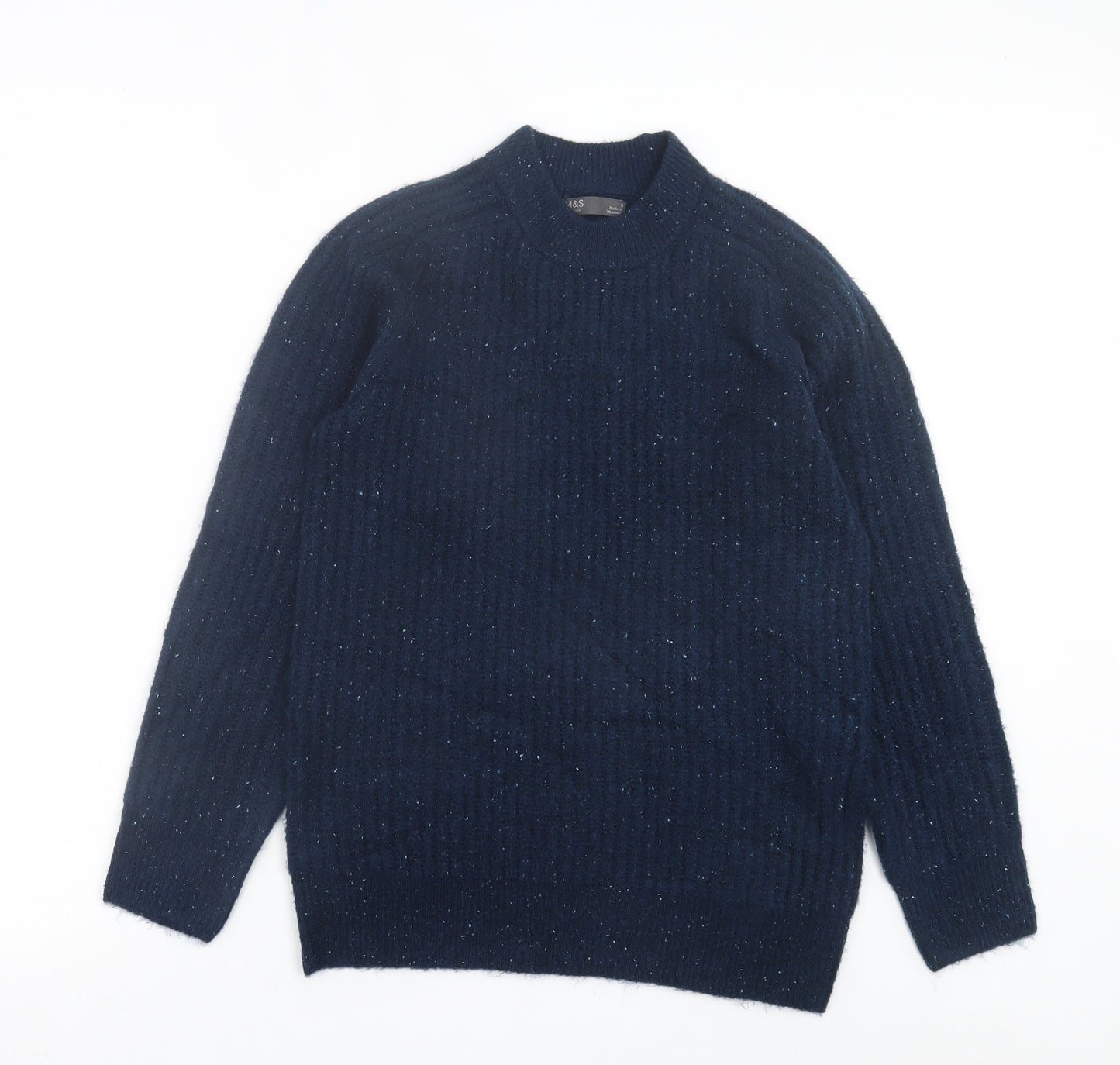Marks and Spencer Mens Blue Crew Neck Acrylic Pullover Jumper Size S