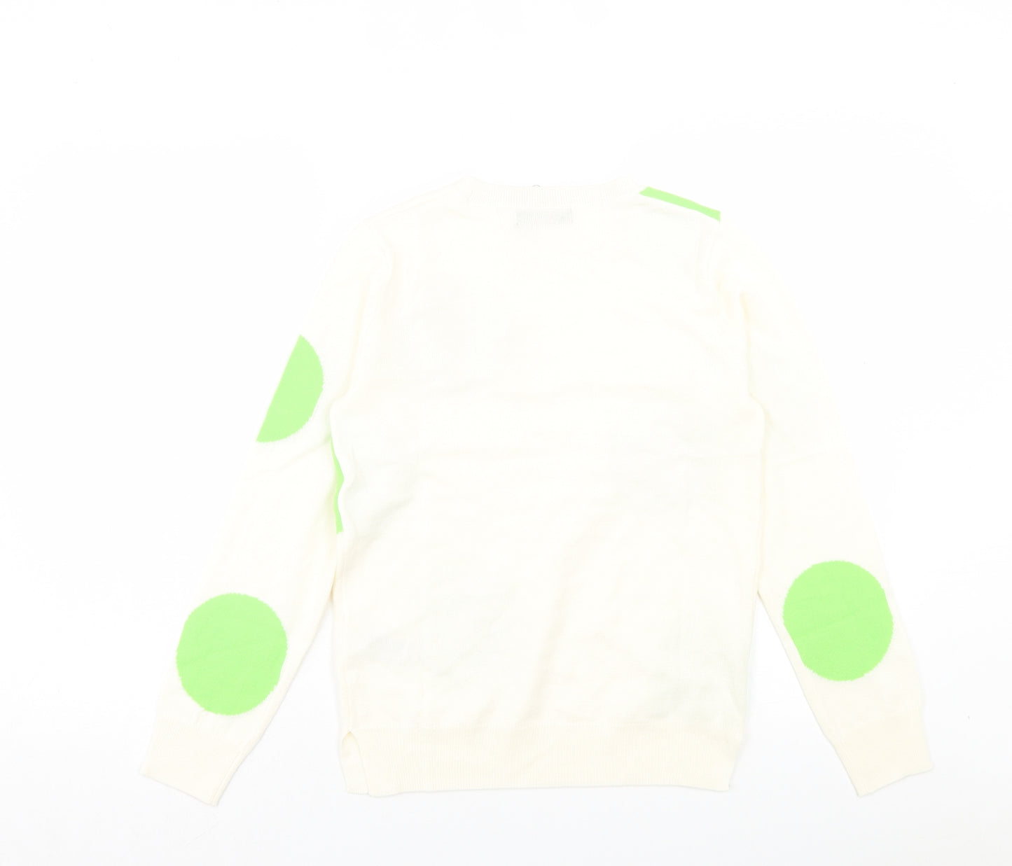 Marks and Spencer Womens Green Crew Neck Polka Dot Acrylic Pullover Jumper Size 8