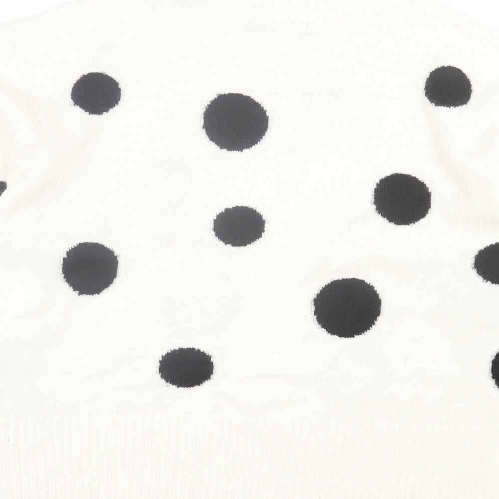 Marks and Spencer Womens White Round Neck Polka Dot Acrylic Pullover Jumper Size L