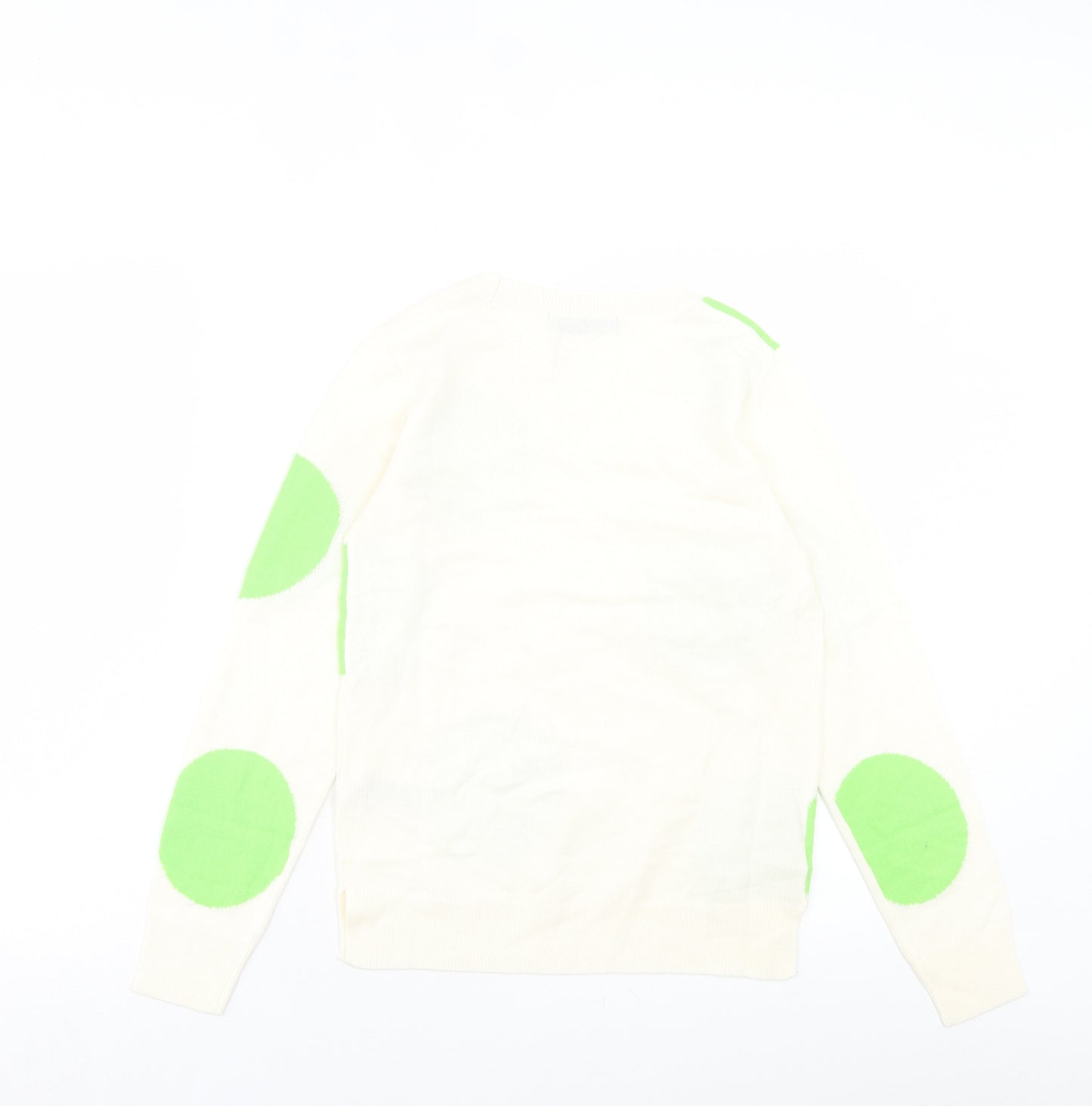 Marks and Spencer Womens Green Crew Neck Polka Dot Acrylic Pullover Jumper Size 6