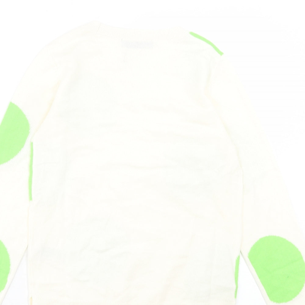Marks and Spencer Womens Green Crew Neck Polka Dot Acrylic Pullover Jumper Size 6