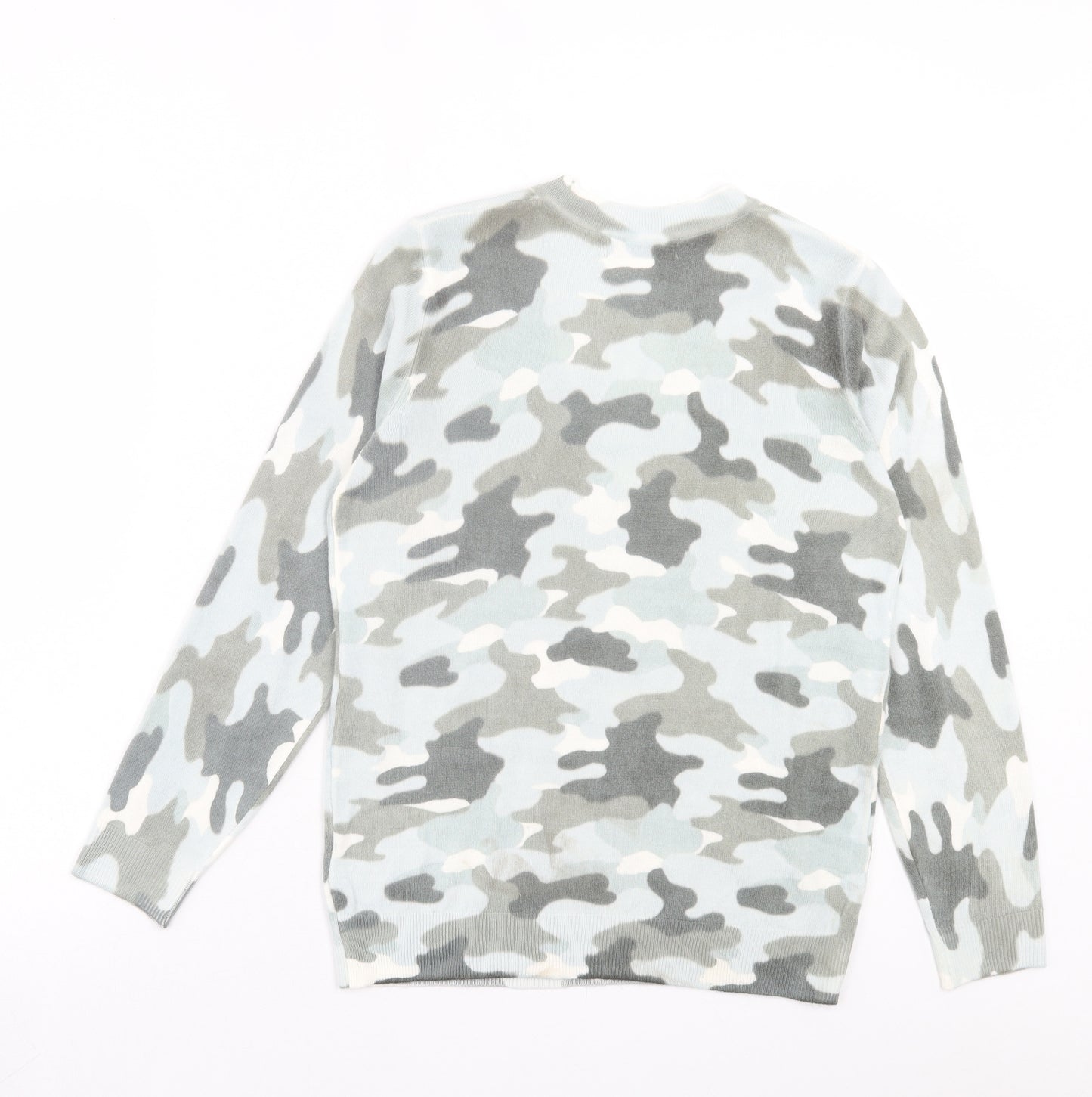 Marks and Spencer Womens Beige V-Neck Camouflage Acrylic Pullover Jumper Size S