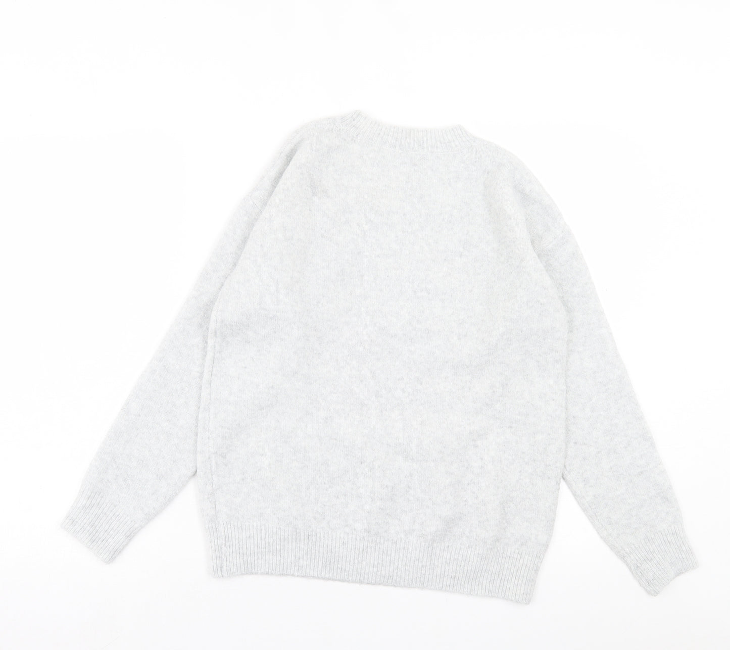 TU Womens Grey Crew Neck Acrylic Pullover Jumper Size 10 - Christmas