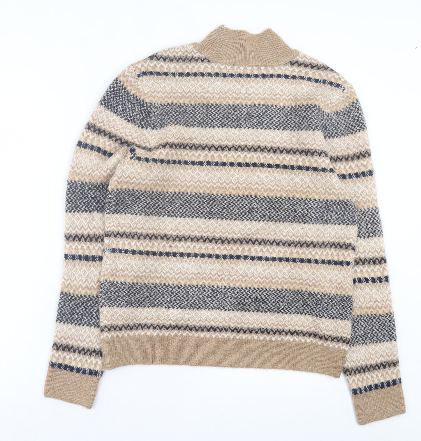 TU Mens Brown High Neck Geometric Acrylic Pullover Jumper Size M