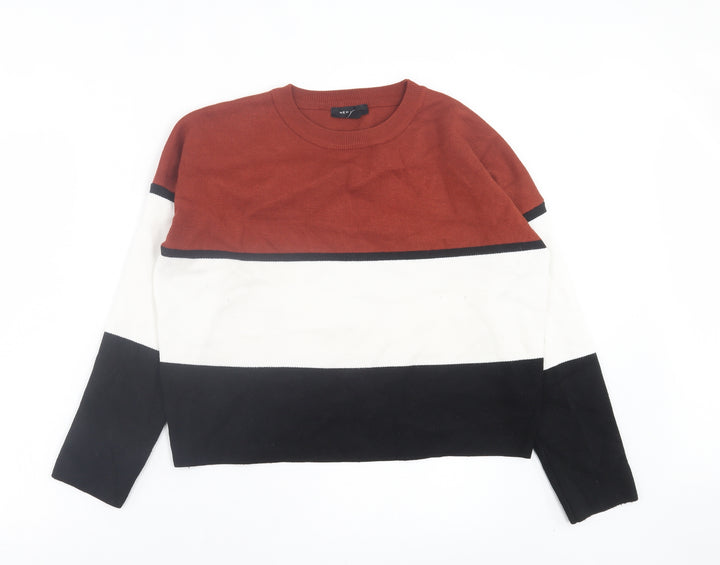 New Look Womens Multicoloured Crew Neck Striped Polyester Pullover Jumper Size M