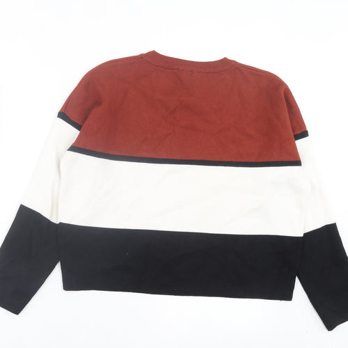 New Look Womens Multicoloured Crew Neck Striped Polyester Pullover Jumper Size M