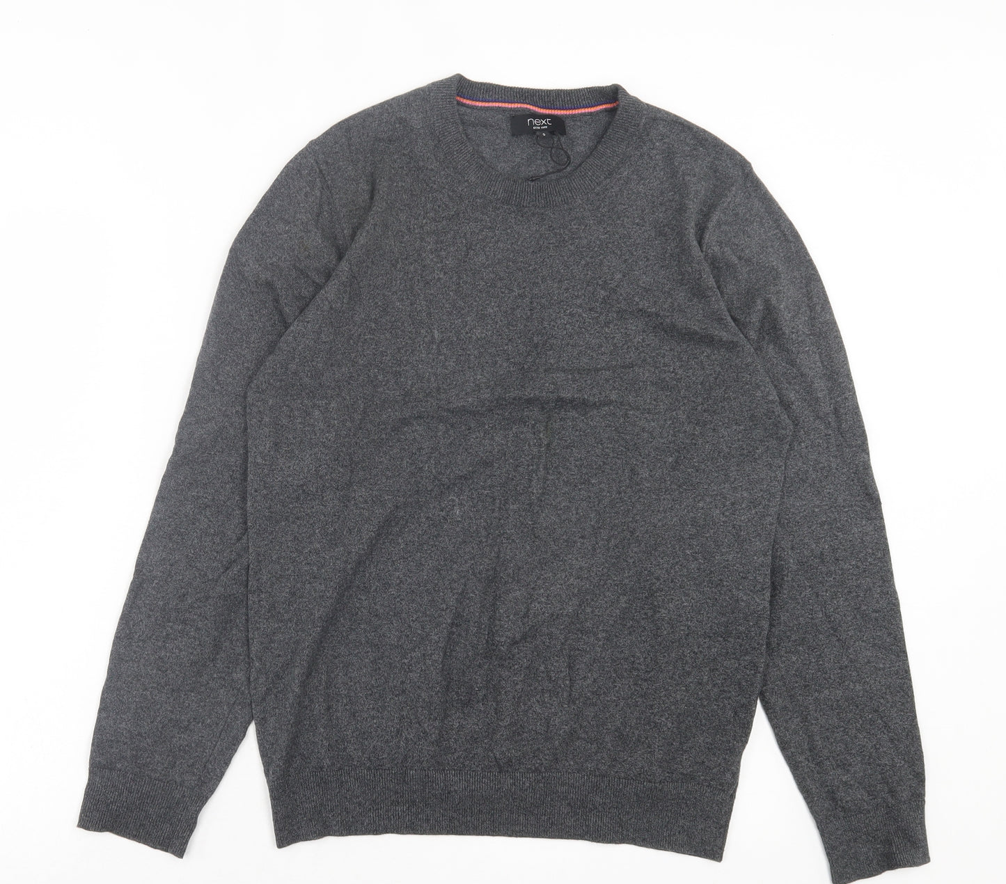 NEXT Mens Grey Crew Neck Cotton Pullover Jumper Size S