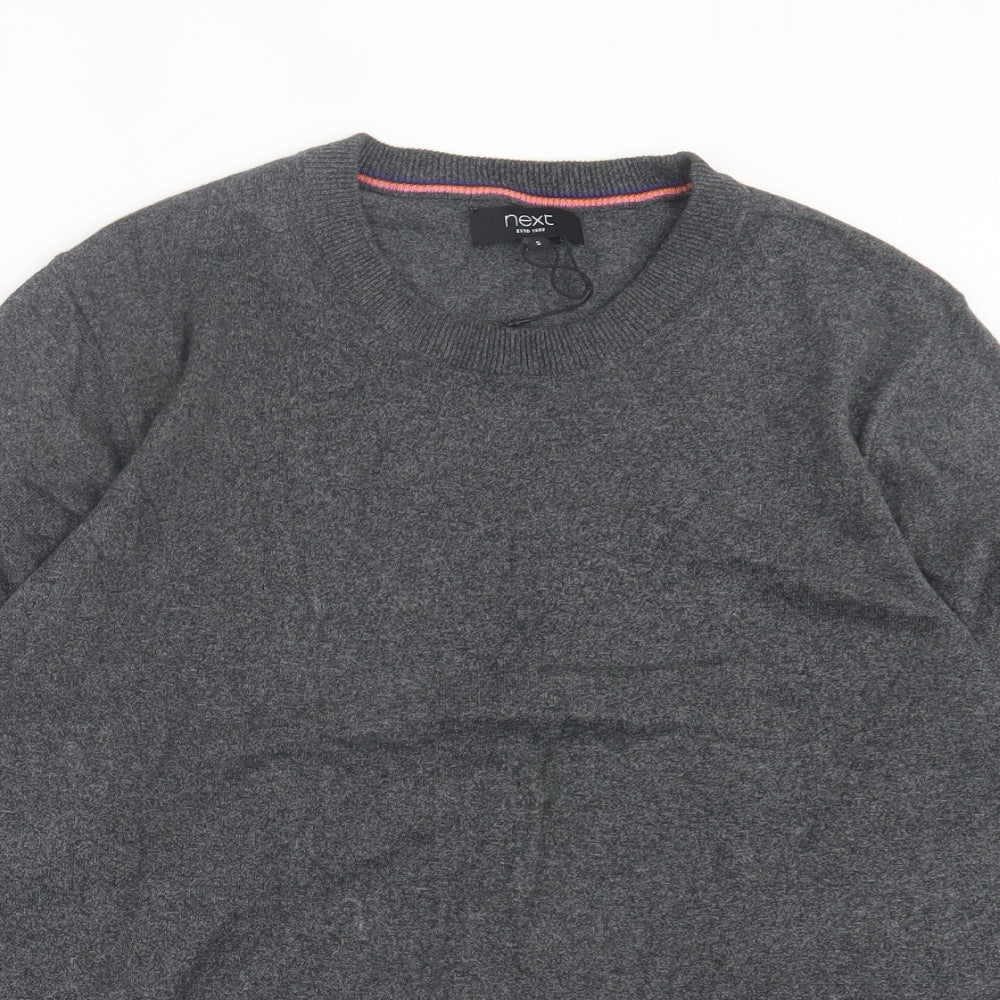 NEXT Mens Grey Crew Neck Cotton Pullover Jumper Size S