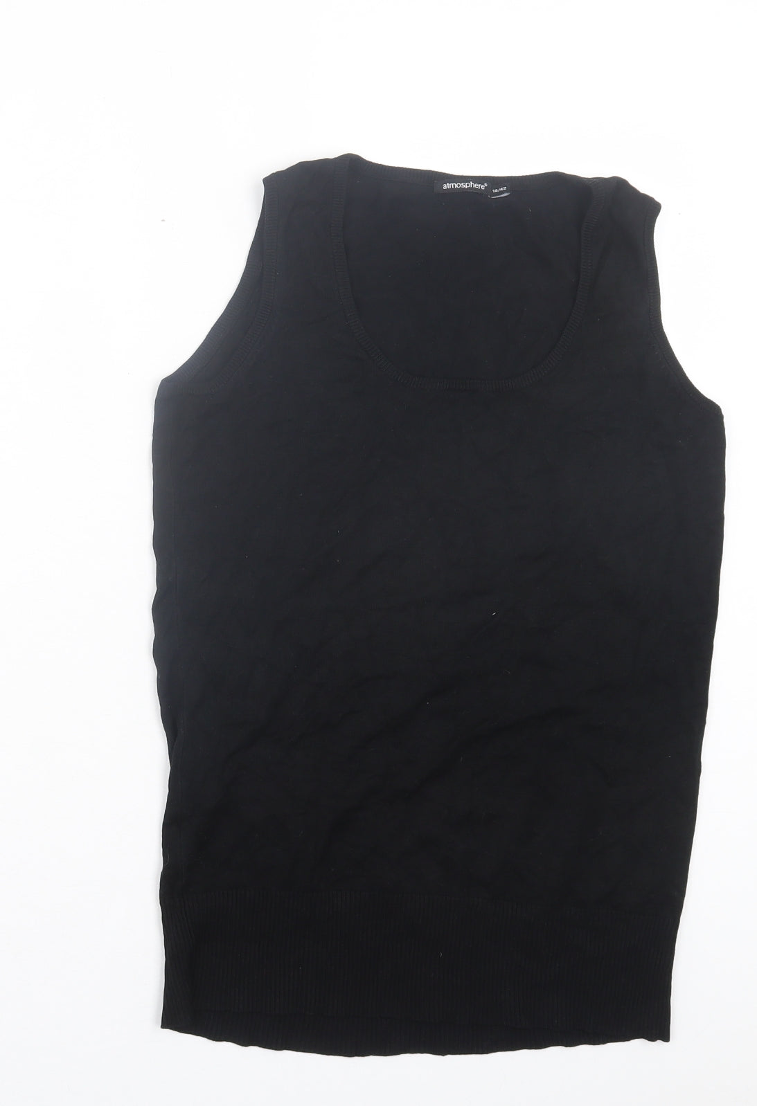 Atmosphere Womens Black Scoop Neck Acrylic Vest Jumper Size 14
