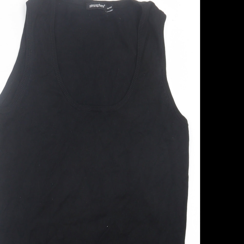Atmosphere Womens Black Scoop Neck Acrylic Vest Jumper Size 14