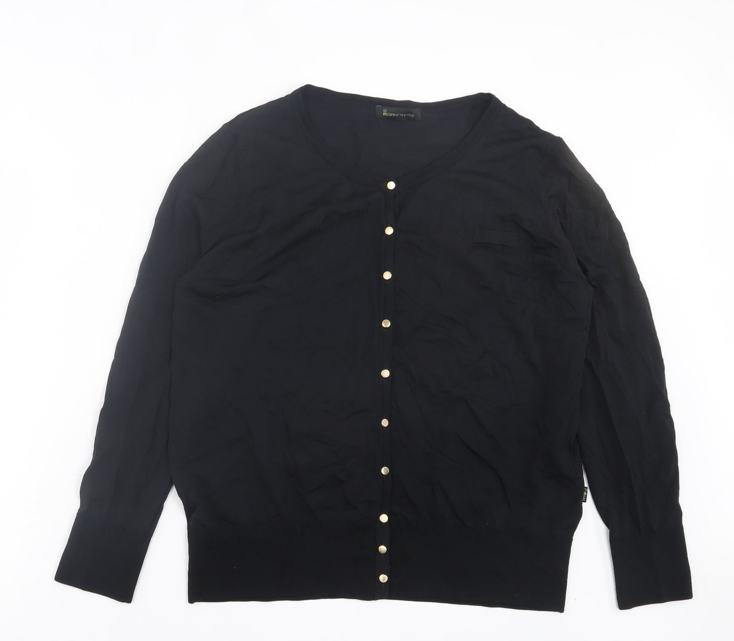 Marks and Spencer Womens Black Crew Neck Viscose Cardigan Jumper Size XL