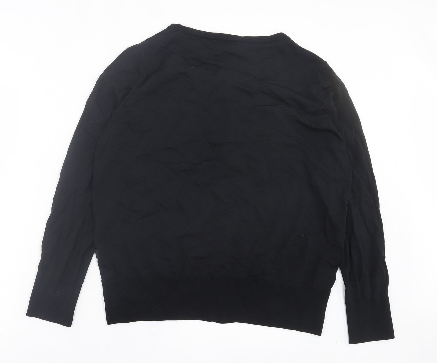 Marks and Spencer Womens Black Crew Neck Viscose Cardigan Jumper Size XL