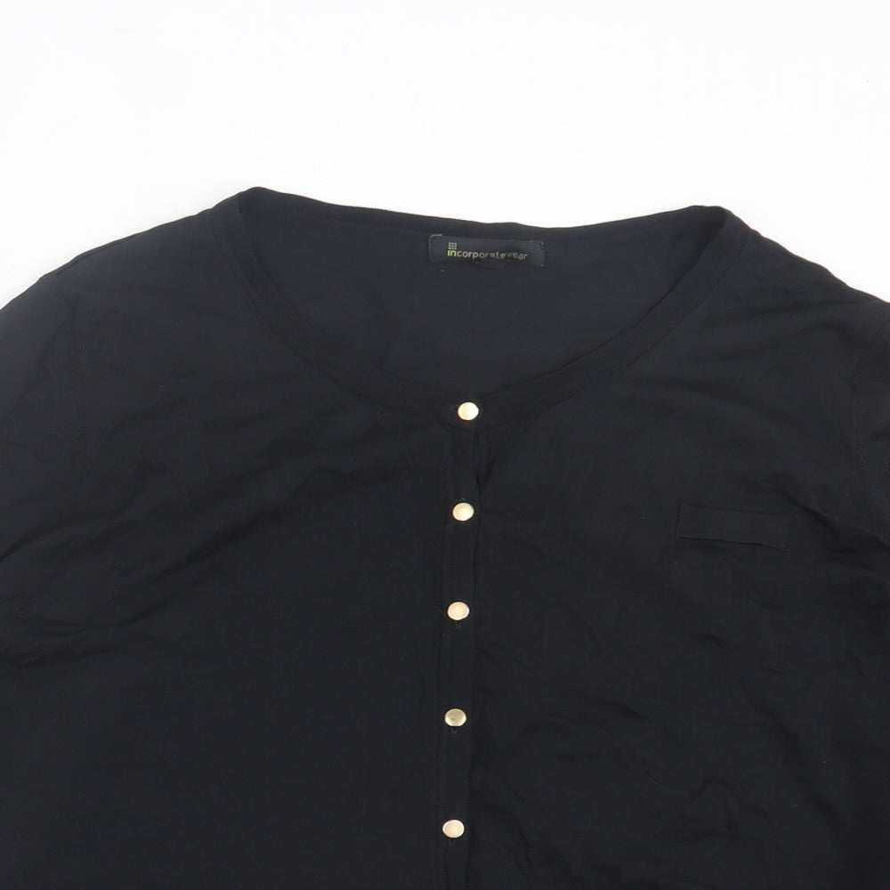 Marks and Spencer Womens Black Crew Neck Viscose Cardigan Jumper Size XL