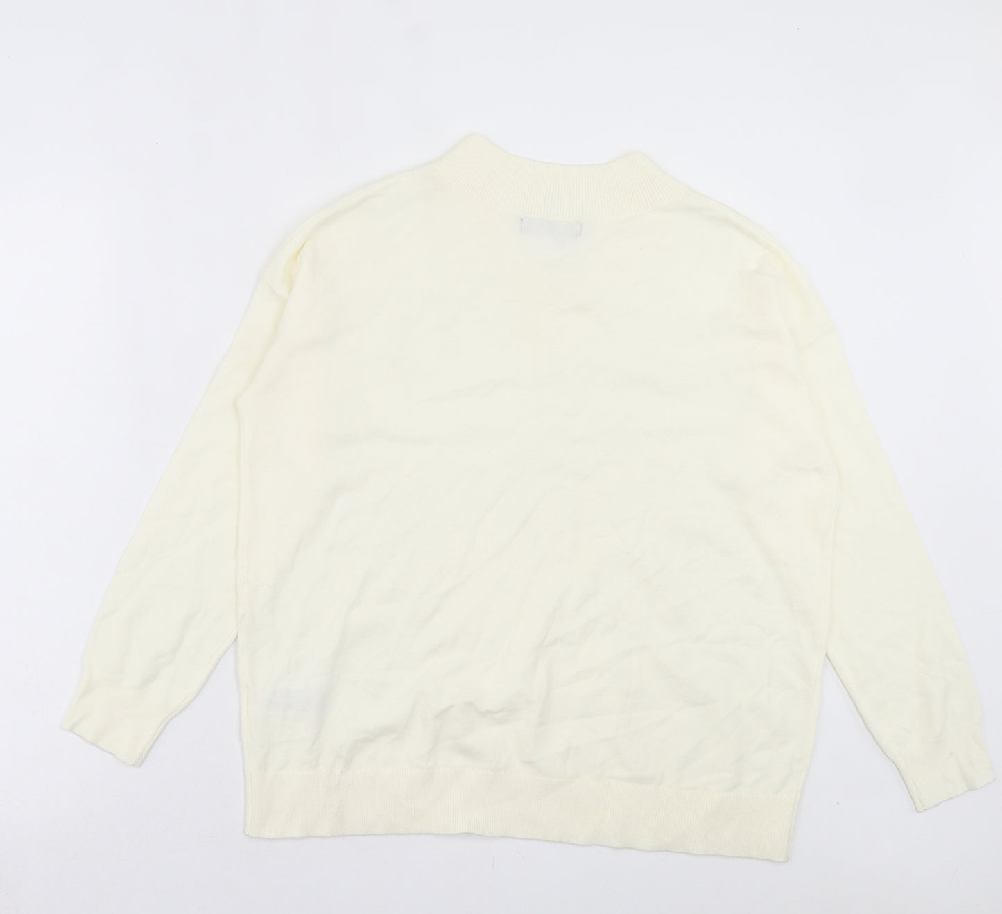 Marks and Spencer Womens Ivory V-Neck Viscose Pullover Jumper Size M
