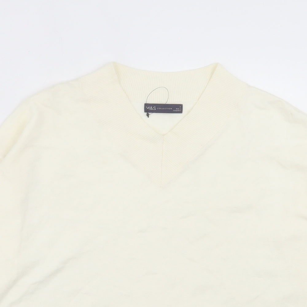 Marks and Spencer Womens Ivory V-Neck Viscose Pullover Jumper Size M