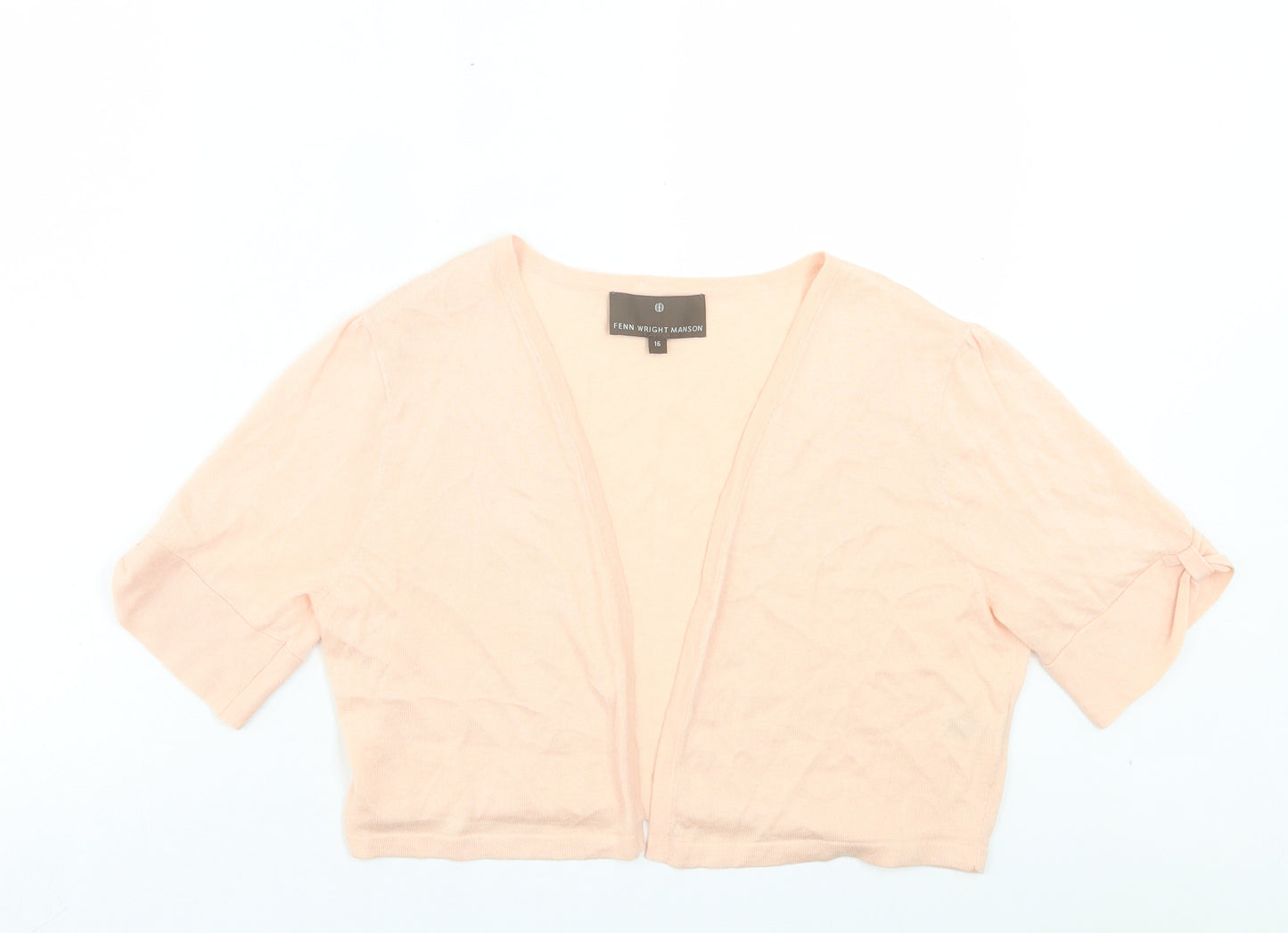 Fenn Wright Manson Womens Pink V-Neck Cotton Cardigan Jumper Size 16