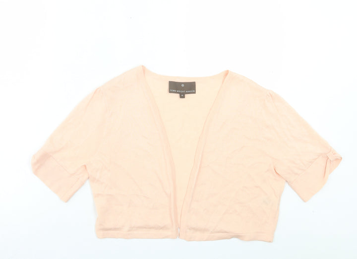Fenn Wright Manson Womens Pink V-Neck Cotton Cardigan Jumper Size 16