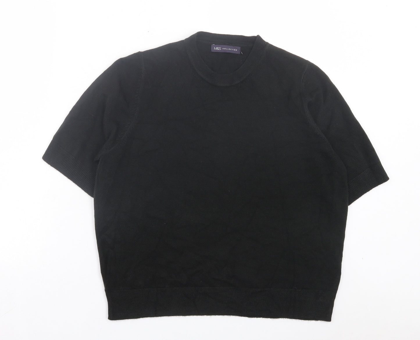 Marks and Spencer Womens Black Acrylic Basic T-Shirt Size 18 Crew Neck