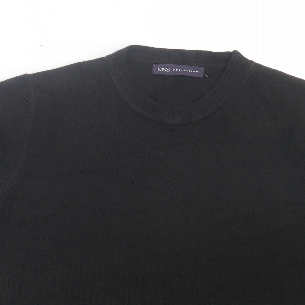 Marks and Spencer Womens Black Acrylic Basic T-Shirt Size 18 Crew Neck