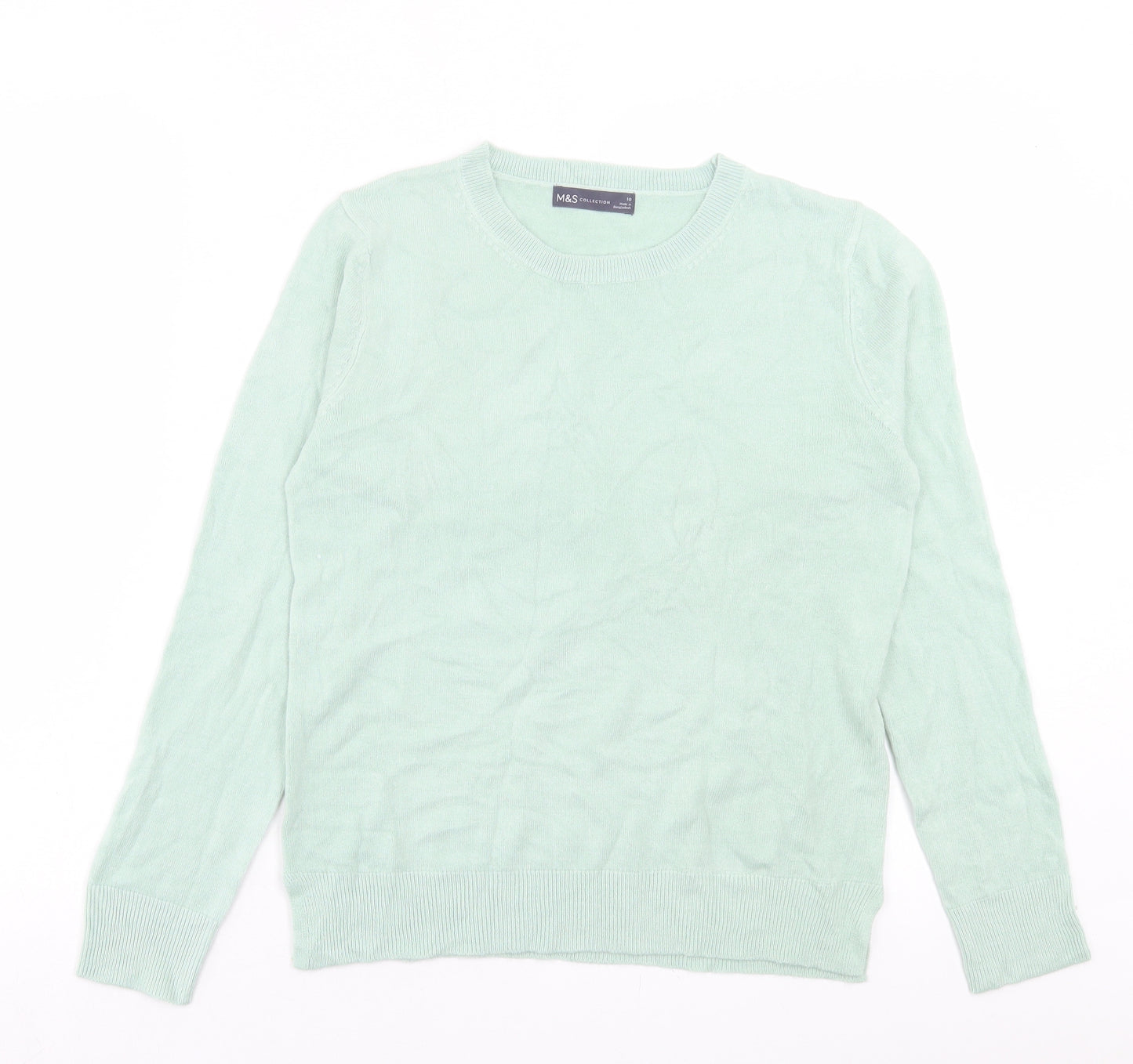 Marks and Spencer Womens Green Crew Neck Acrylic Pullover Jumper Size 10