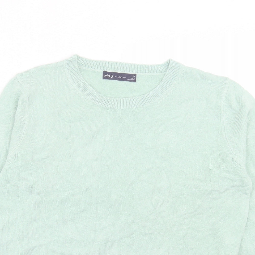 Marks and Spencer Womens Green Crew Neck Acrylic Pullover Jumper Size 10