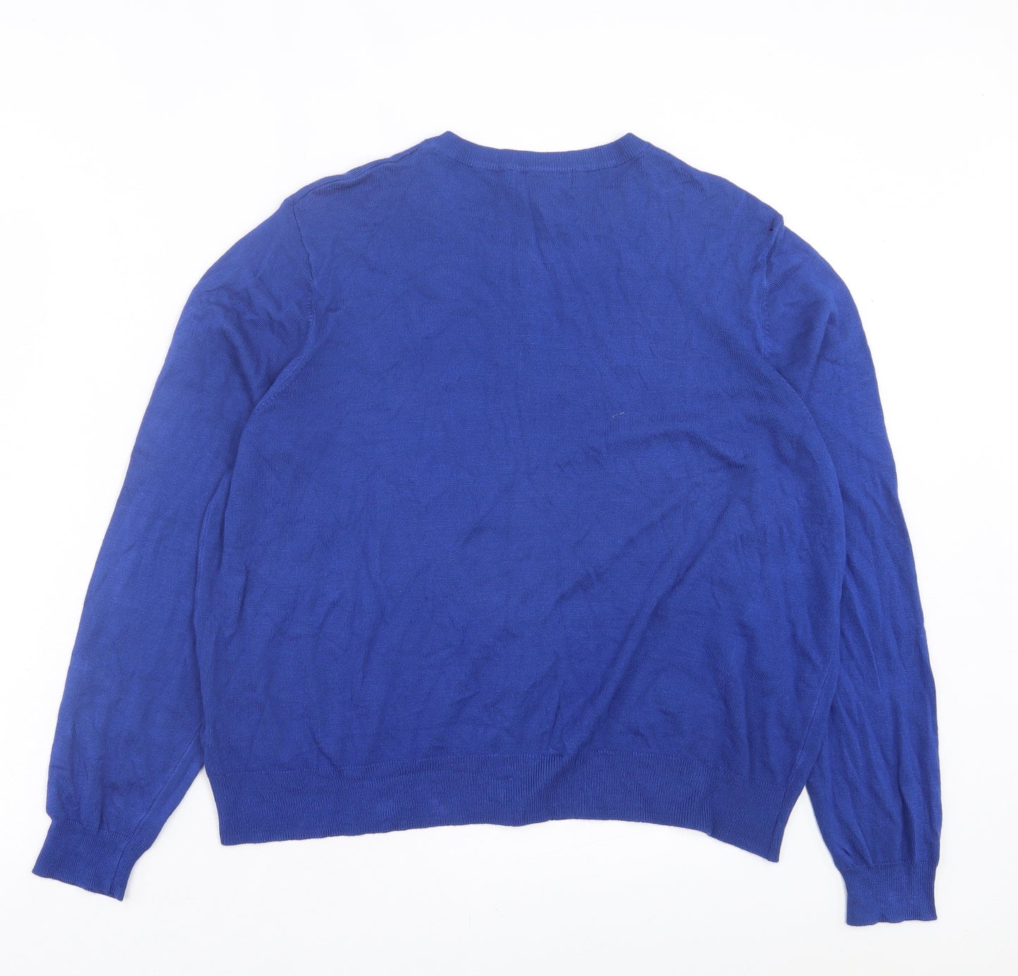 Marks and Spencer Womens Blue Crew Neck Viscose Cardigan Jumper Size 22