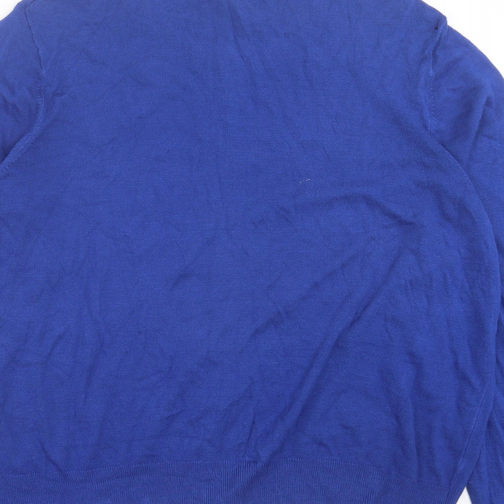 Marks and Spencer Womens Blue Crew Neck Viscose Cardigan Jumper Size 22