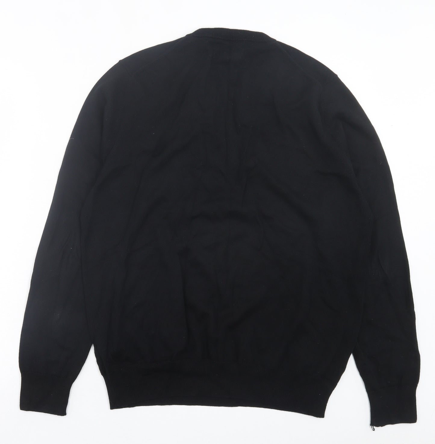 Marks and Spencer Mens Black Crew Neck Cotton Pullover Jumper Size L