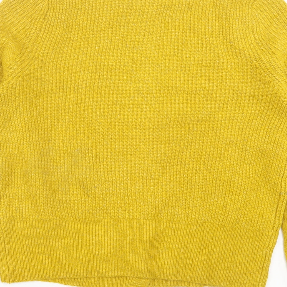Marks and Spencer Womens Yellow Crew Neck Acrylic Cardigan Jumper Size 12
