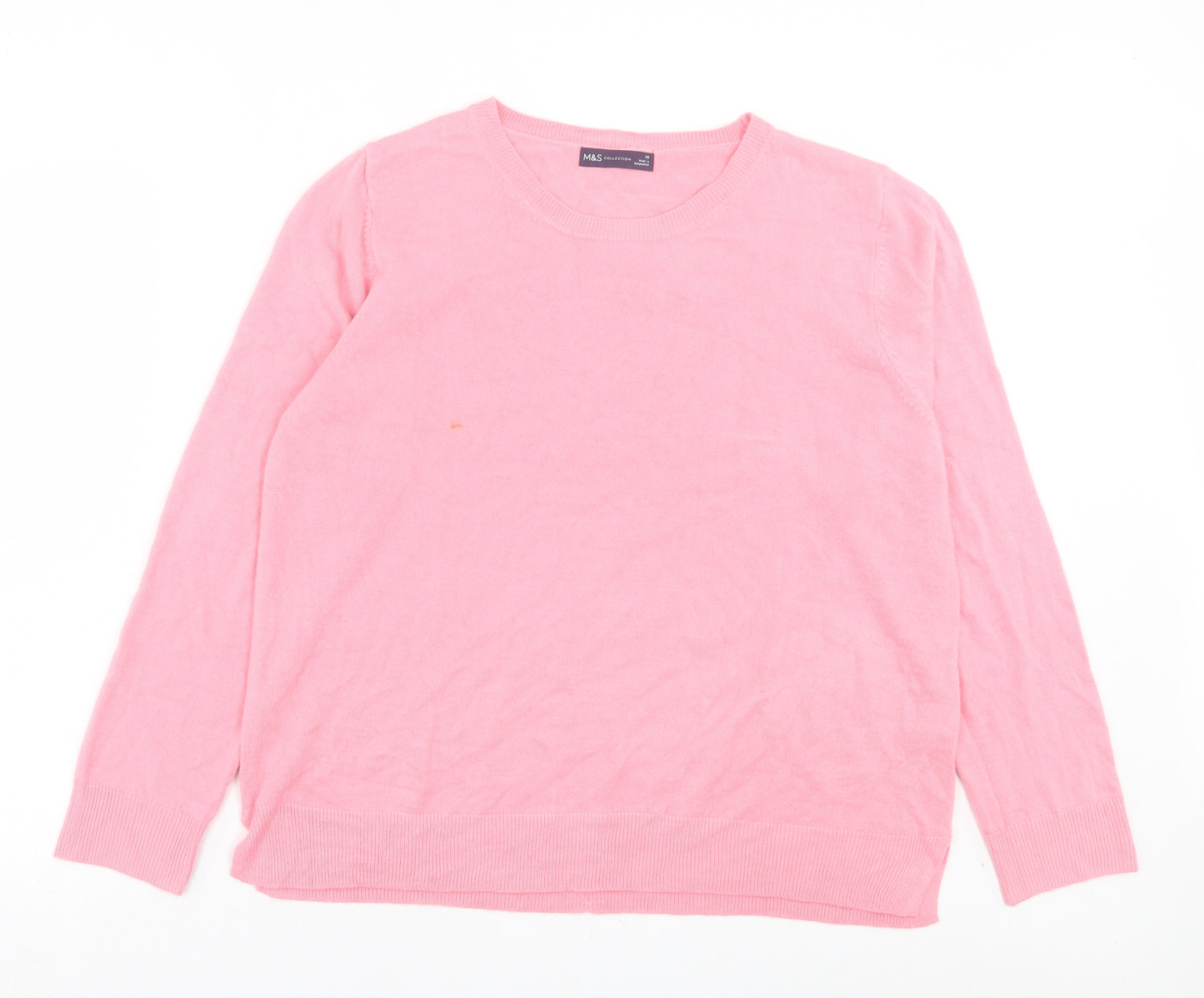 Marks and Spencer Womens Pink Collared Acrylic Pullover Jumper Size 20