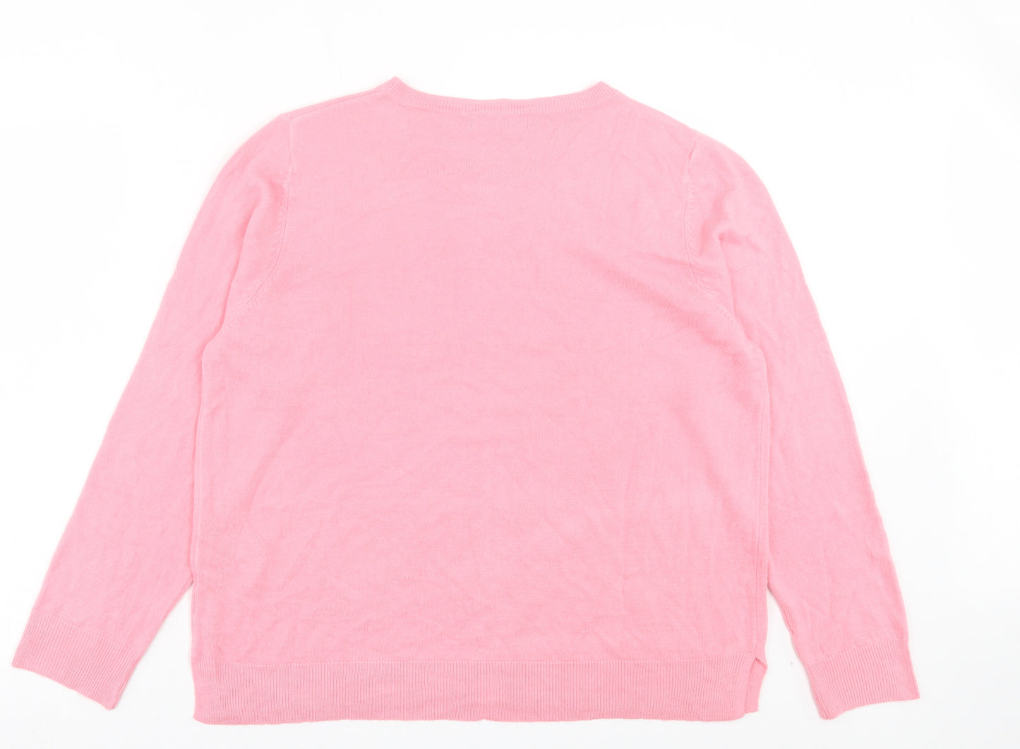 Marks and Spencer Womens Pink Collared Acrylic Pullover Jumper Size 20
