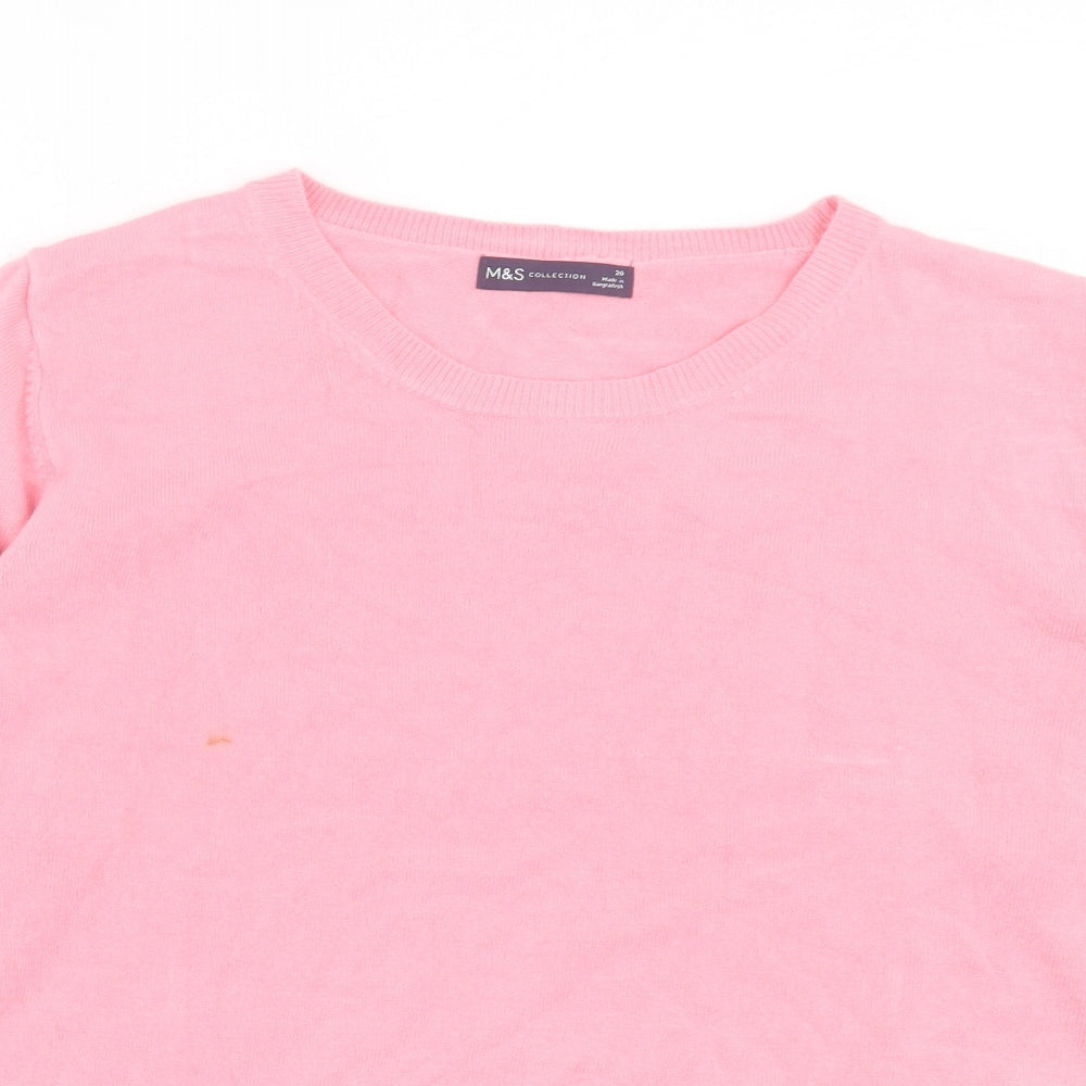 Marks and Spencer Womens Pink Collared Acrylic Pullover Jumper Size 20