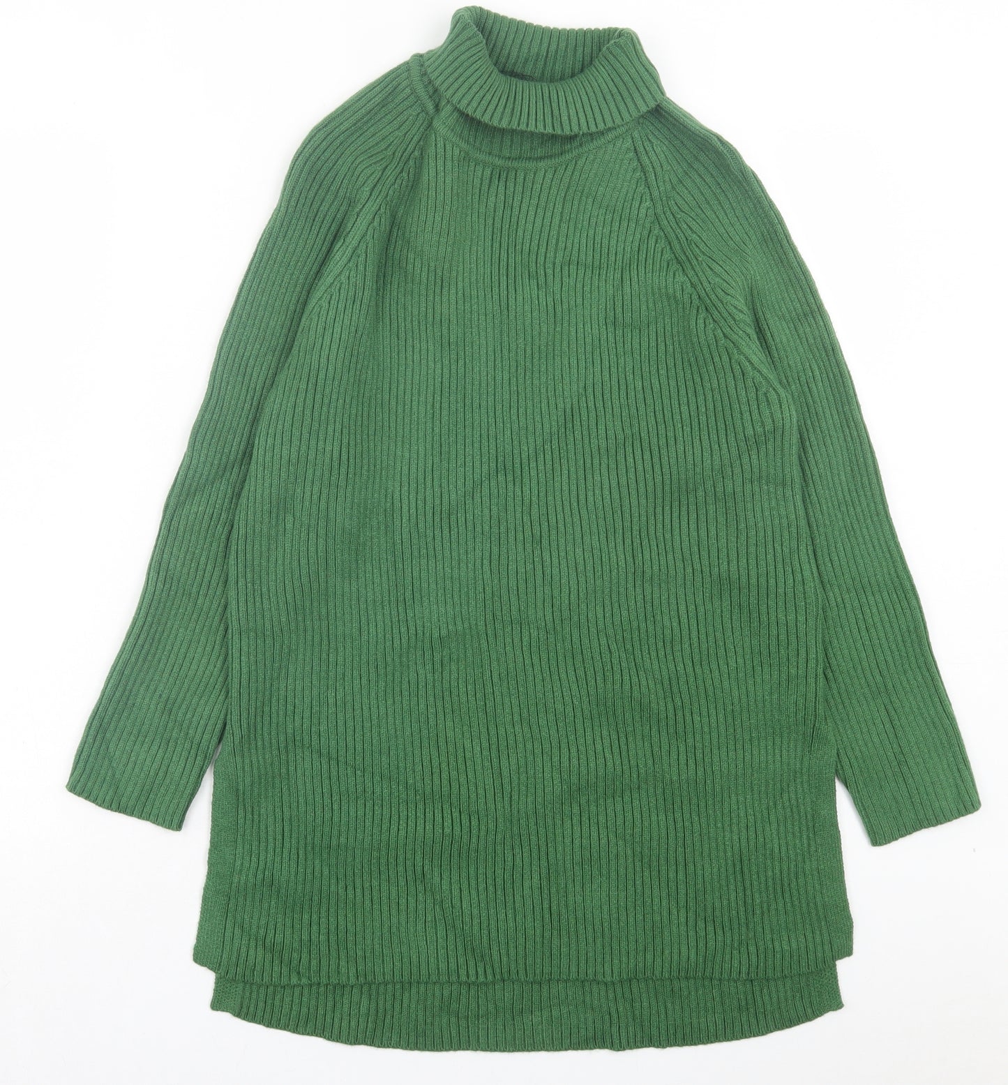 Marks and Spencer Womens Green Viscose Jumper Dress Size M Roll Neck Pullover