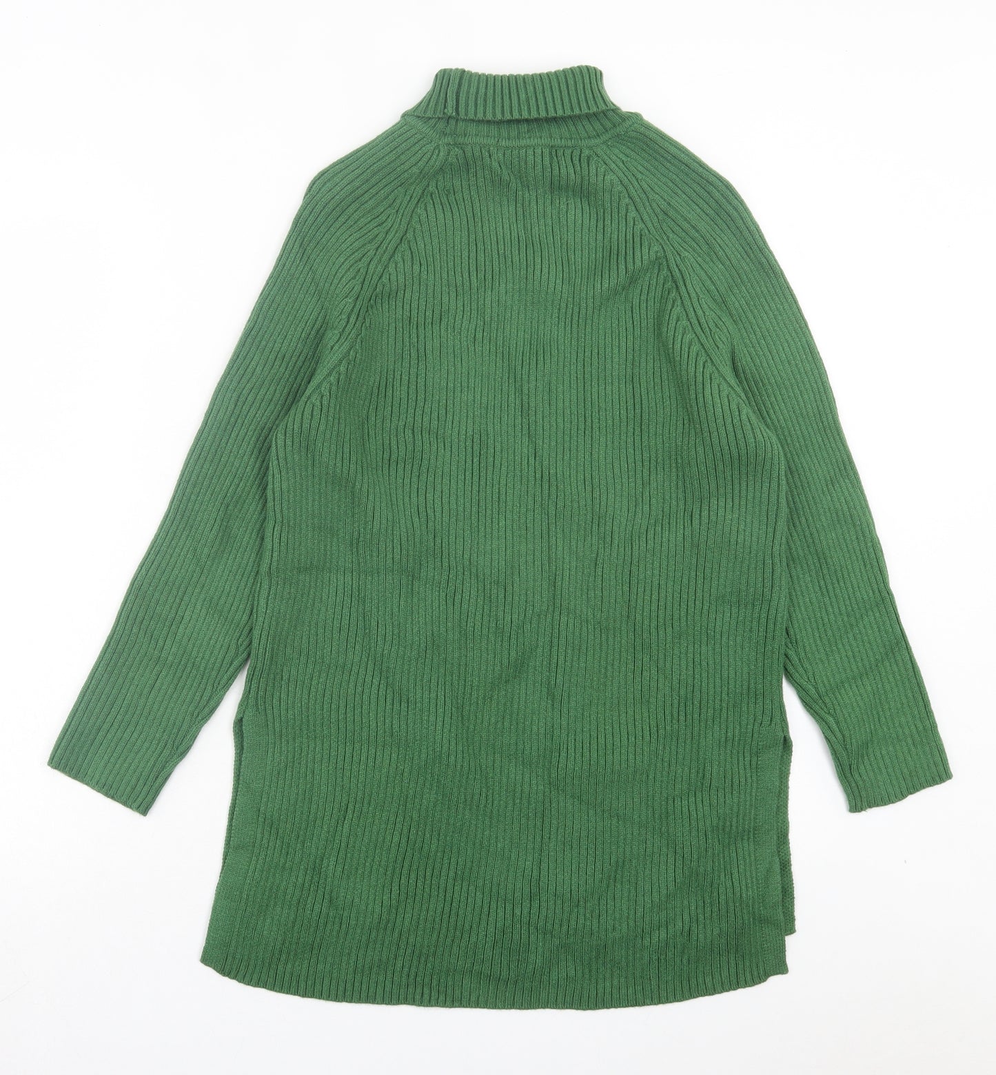 Marks and Spencer Womens Green Viscose Jumper Dress Size M Roll Neck Pullover