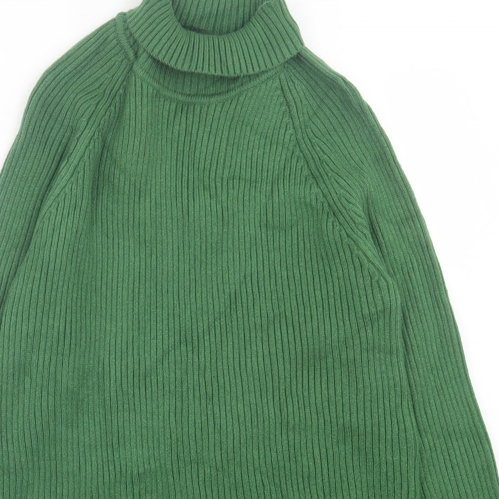 Marks and Spencer Womens Green Viscose Jumper Dress Size M Roll Neck Pullover