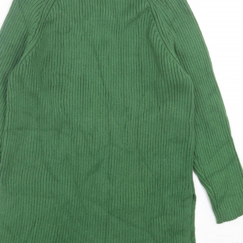 Marks and Spencer Womens Green Viscose Jumper Dress Size M Roll Neck Pullover