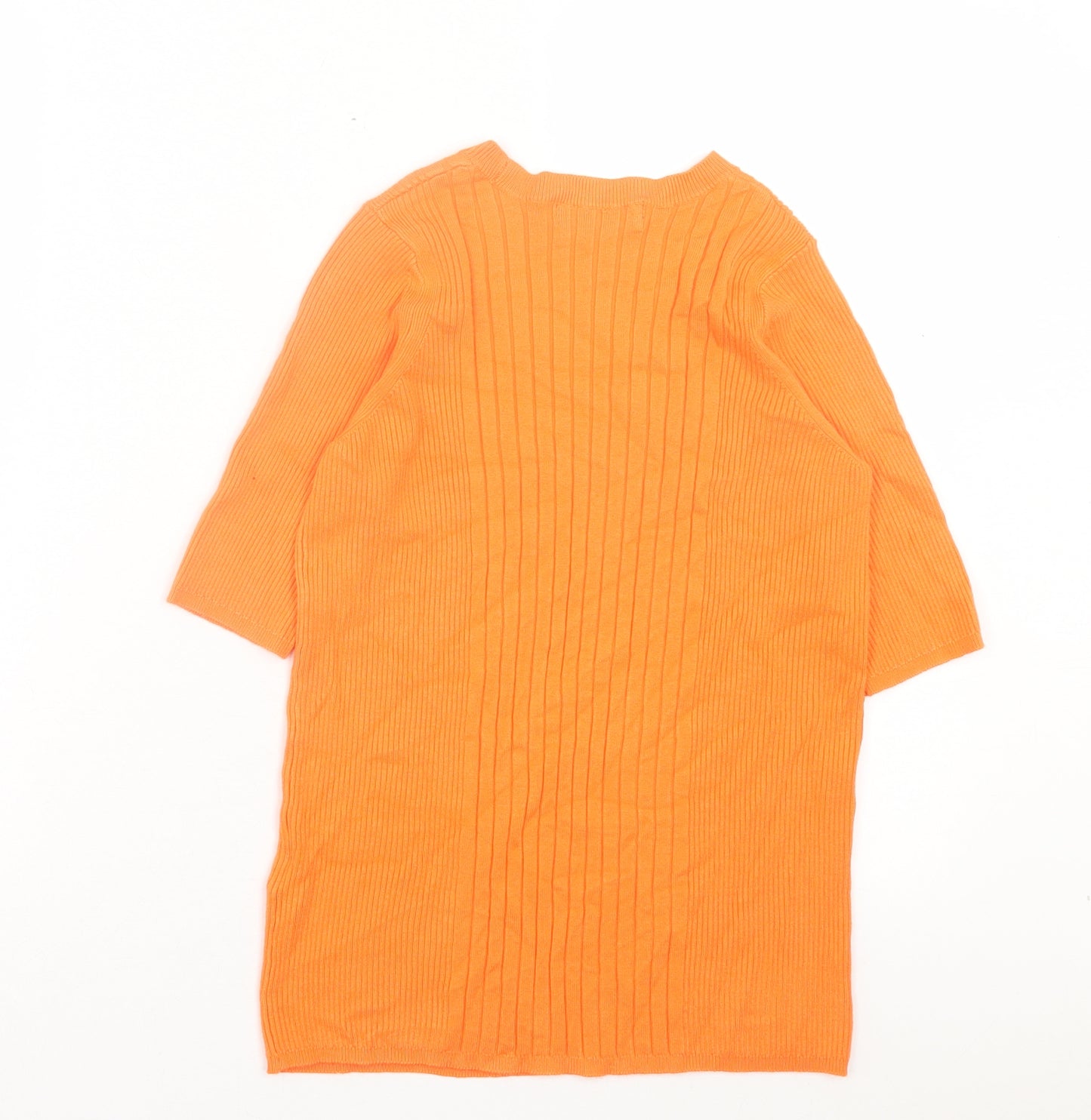 Marks and Spencer Womens Orange Viscose Basic T-Shirt Size M Crew Neck