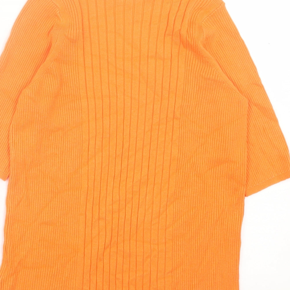 Marks and Spencer Womens Orange Viscose Basic T-Shirt Size M Crew Neck