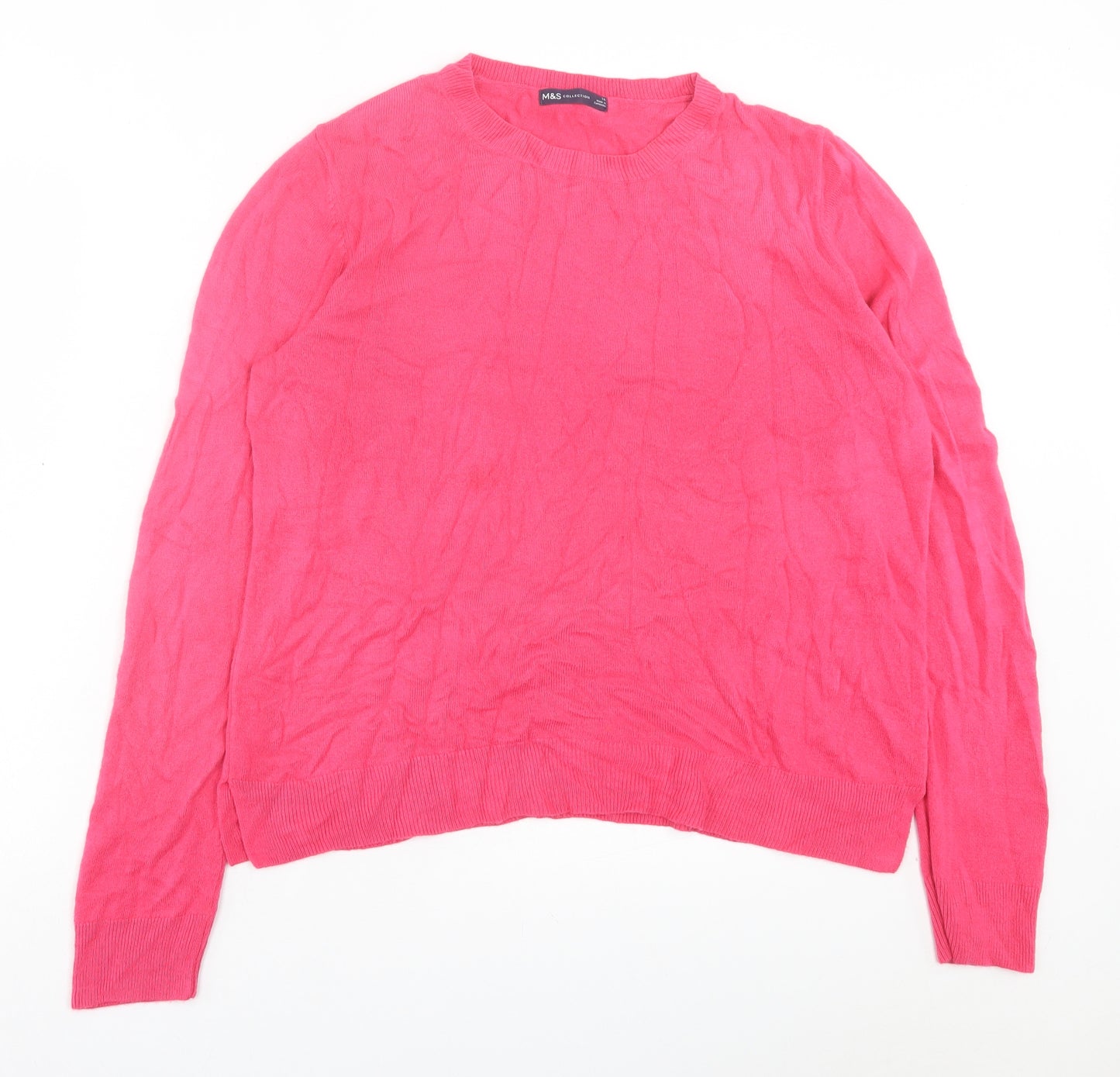 Marks and Spencer Womens Pink Crew Neck Acrylic Pullover Jumper Size 18