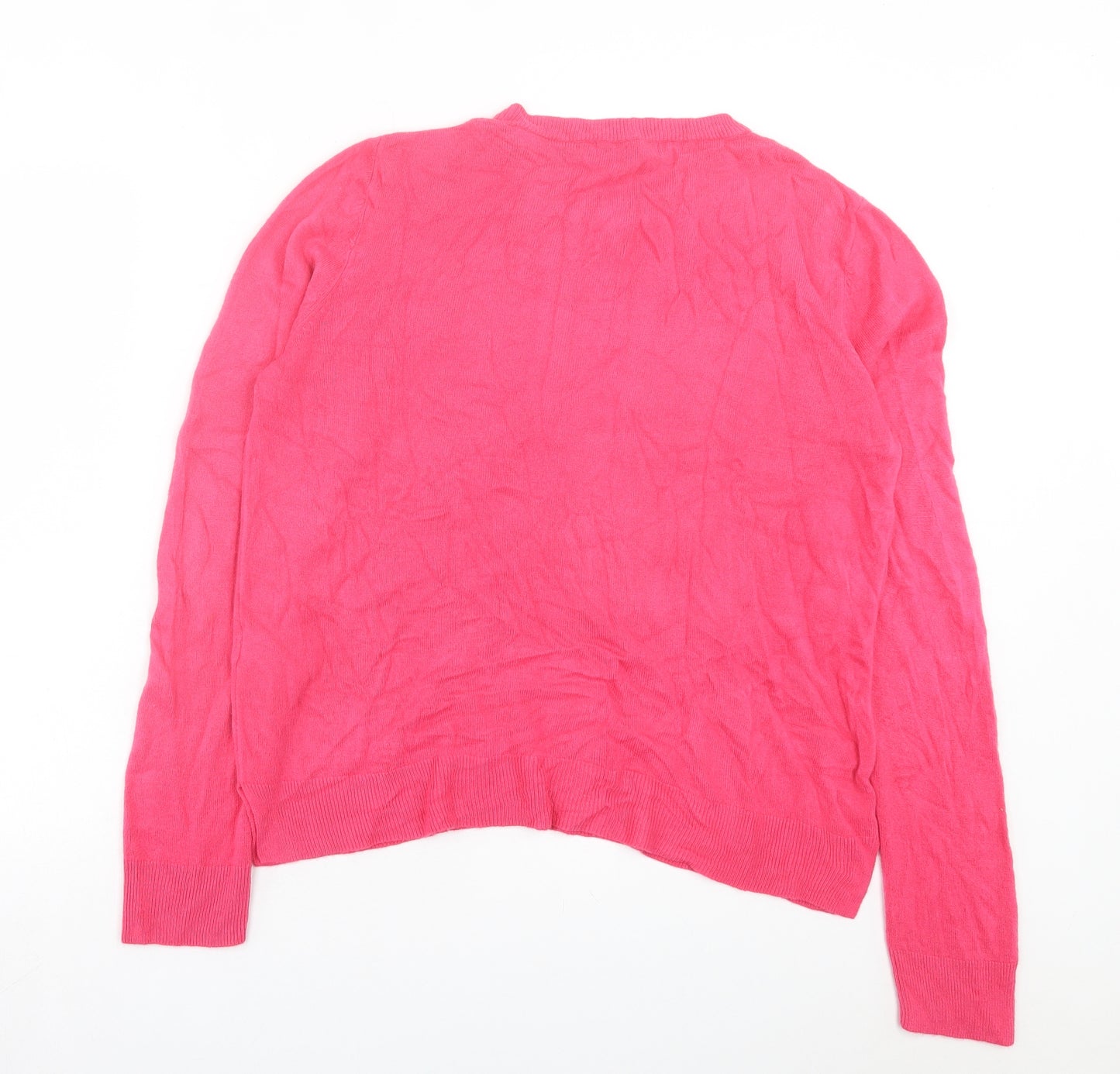 Marks and Spencer Womens Pink Crew Neck Acrylic Pullover Jumper Size 18