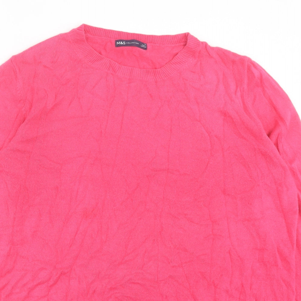 Marks and Spencer Womens Pink Crew Neck Acrylic Pullover Jumper Size 18