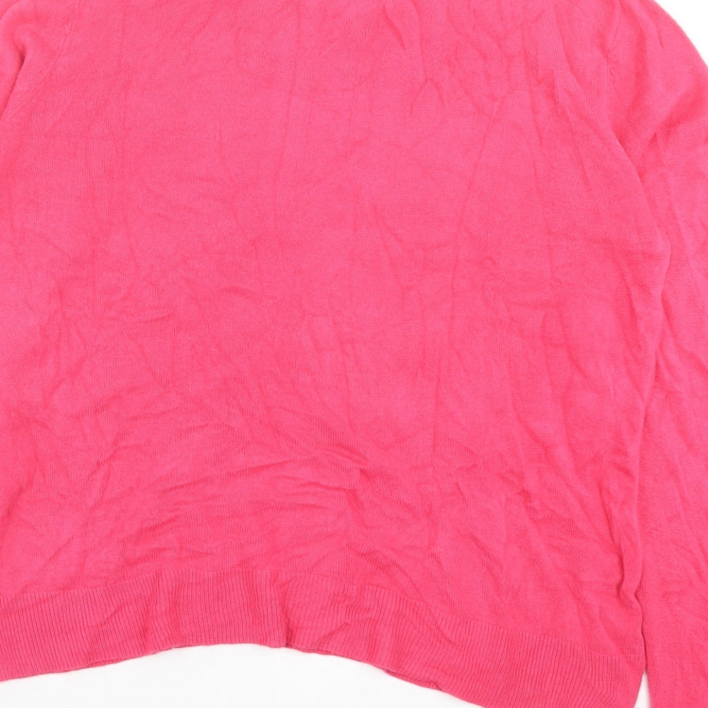Marks and Spencer Womens Pink Crew Neck Acrylic Pullover Jumper Size 18