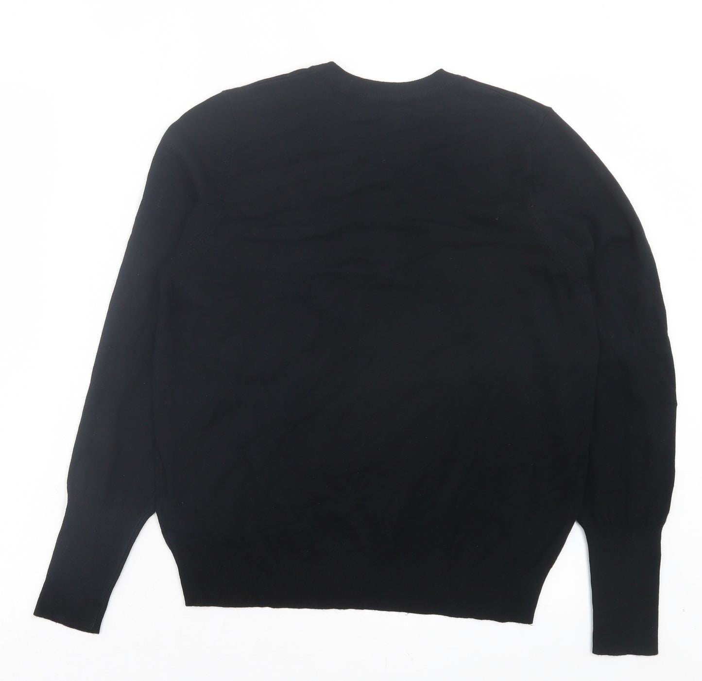 Marks and Spencer Womens Black Crew Neck Viscose Cardigan Jumper Size 14