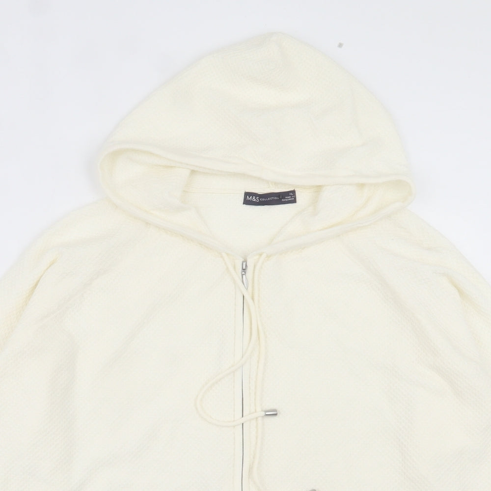 Marks and Spencer Womens Ivory Viscose Full Zip Hoodie Size XL Zip