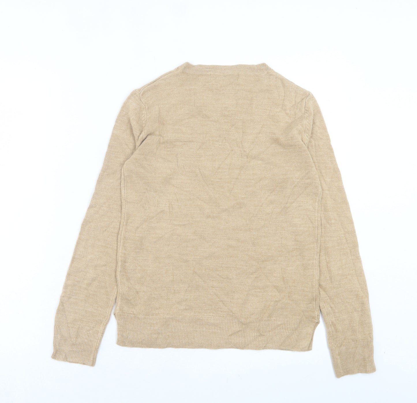 Marks and Spencer Womens Beige Crew Neck Acrylic Pullover Jumper Size 6