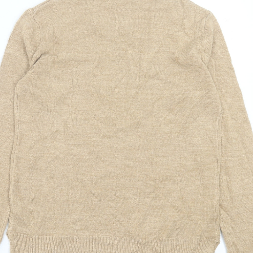 Marks and Spencer Womens Beige Crew Neck Acrylic Pullover Jumper Size 6